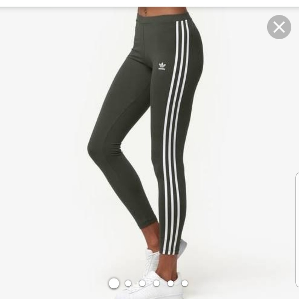Adidas 3 stripe leggings (color: night cargo)
